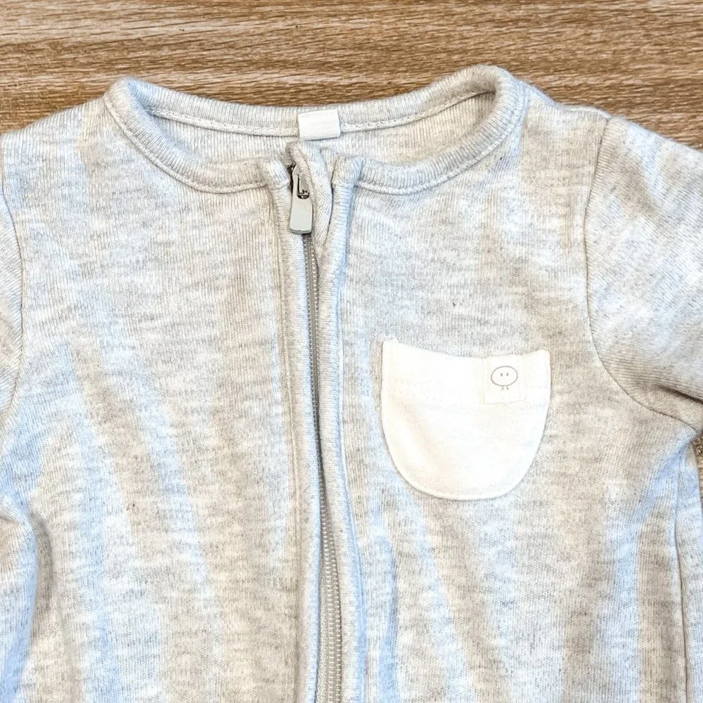 MORI Baby Light Gray Baby Footie One-Piece with Front Zip